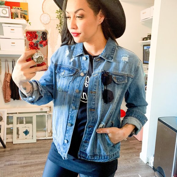 The House Of Gentry Jackets & Blazers - Distressed Oversized Jean Jacket